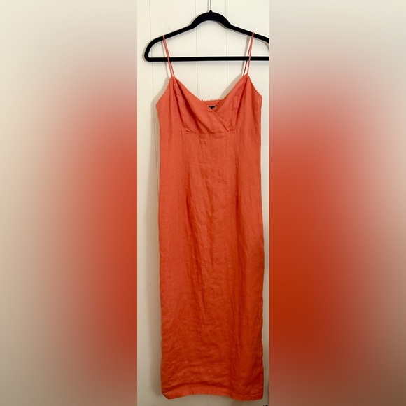 Finity Linen Orange Beaded Dress Size 8 - Picture 1 of 11